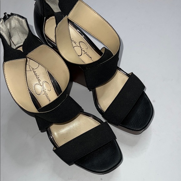 Jessica Simpson Black and Brown Wedge Sandals - Picture 4 of 10